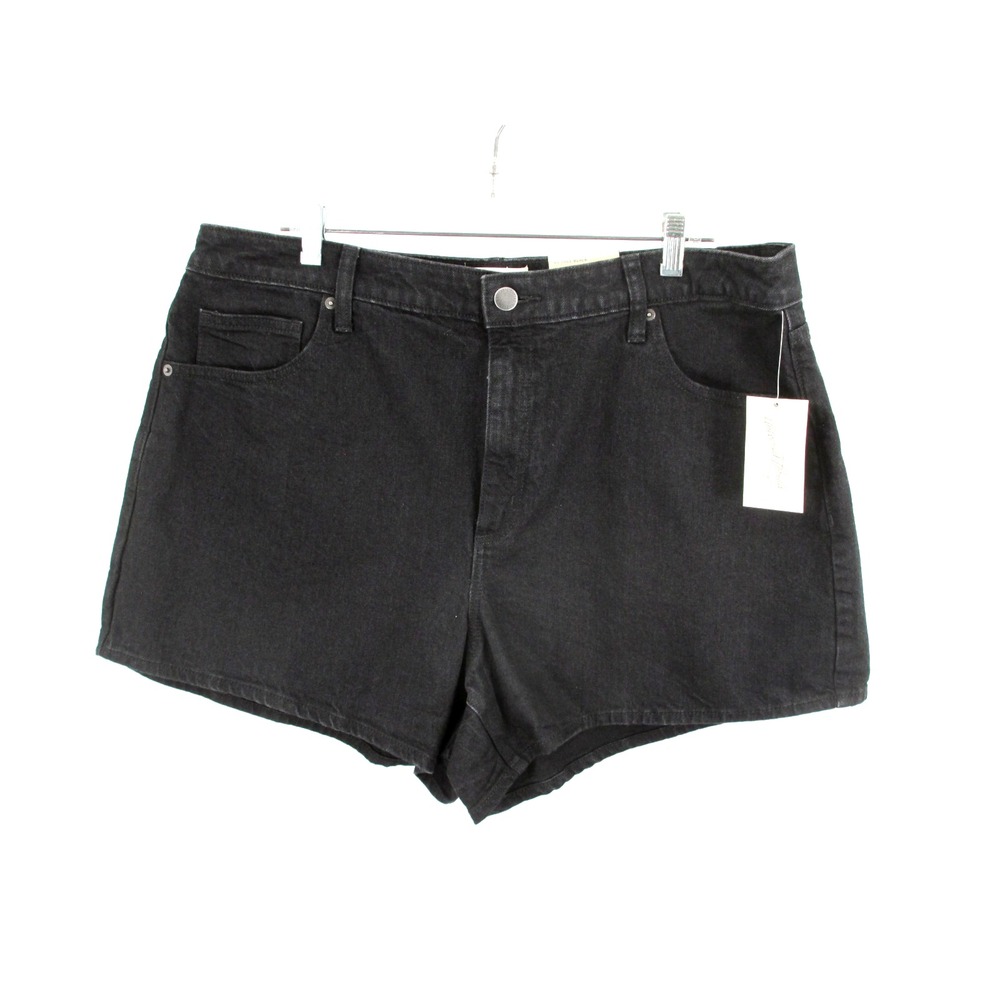 NWT UNIVERSAL THREADS 90s Cut-Off Shorts Women 17R Black Denim High Rise Stretch